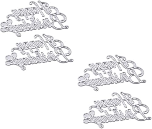EXCEART 4pcs Dies Metal Template Scrapbooking Cake Mould Cuts Happy Making Stencil Die Decor Paper Birthday Craft Letter Steel Decorative Stencils