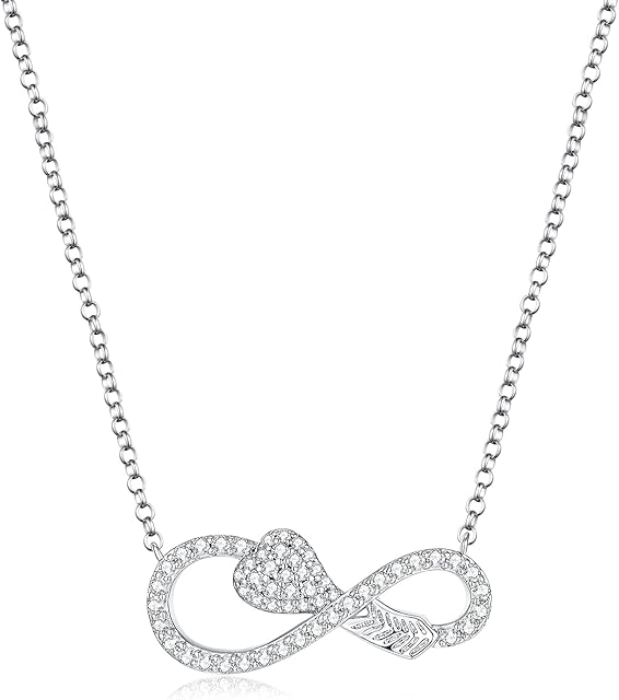 Amazon Brand-HIKARO Dainty Heart Pendant Decorated 925 Sterling Silver Necklace Cubic zirconias Gift for Love Anniversary Birthday