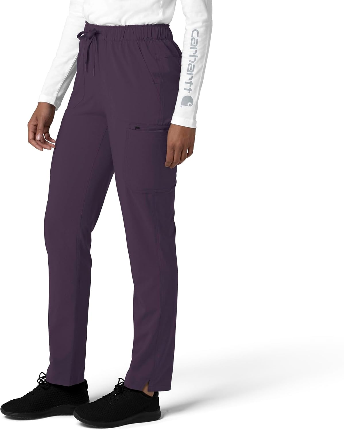 Carhartt Force Cross-Flex Women's Straight Leg Cargo Scrub Pant - Black Plum, 3X Petite - Image 7