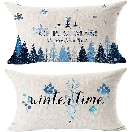blue christmas throw pillows