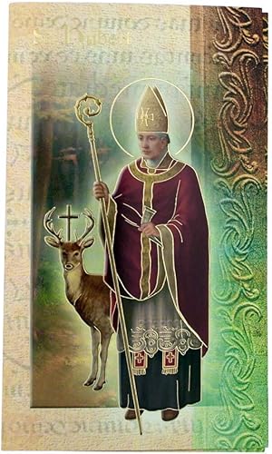 William J. Hirten Tarjeta Santa Católica Deluxe con Oraciones Tradicionales (San Hubert)