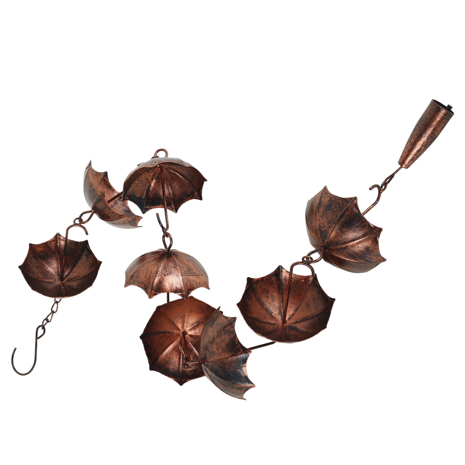 MENIBBLER Rain Chain Decorative Metal, Gutter Chain Downspout Exquisite Umbrella Rain Chains for Gutters Vintage Gutter Rain Chain with Hooks for Patio Yard Garden Decor(Style 2)