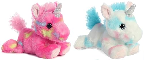 Aurora - Lote de 2 puf de peluche 2 unidades diseño de unicornio y pastel de unicornio color rosa y blanco multicolor