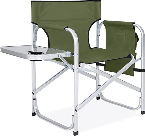 MASTERCANOPY Silla de camping resistente silla plegable para directores mecedora baja al aire libre juego acolchado con mesa adjunta gran tamaño