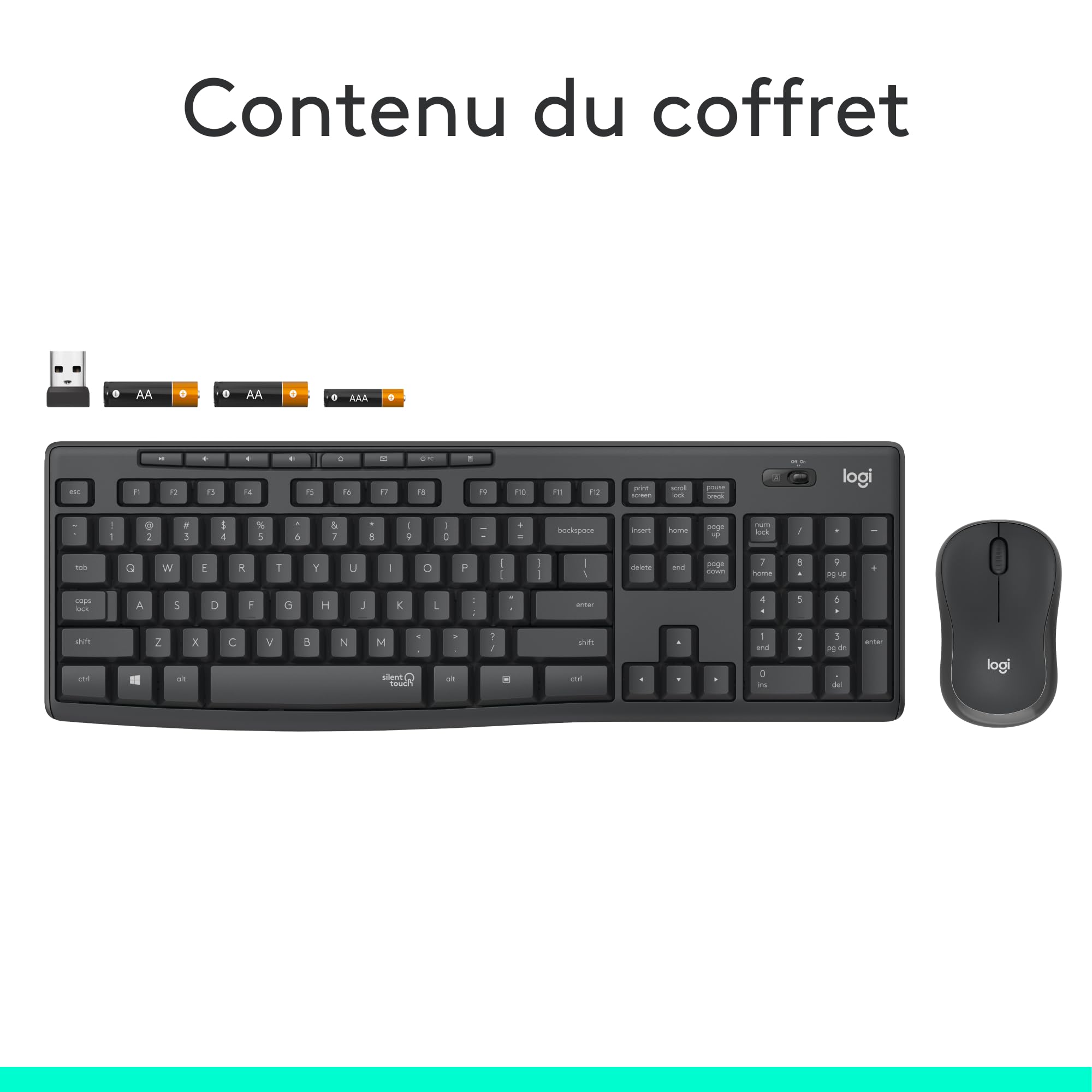 Logitech MK295 Silent ensemble souris et clavier sans fil SilentTouch AZERTY Français Gris