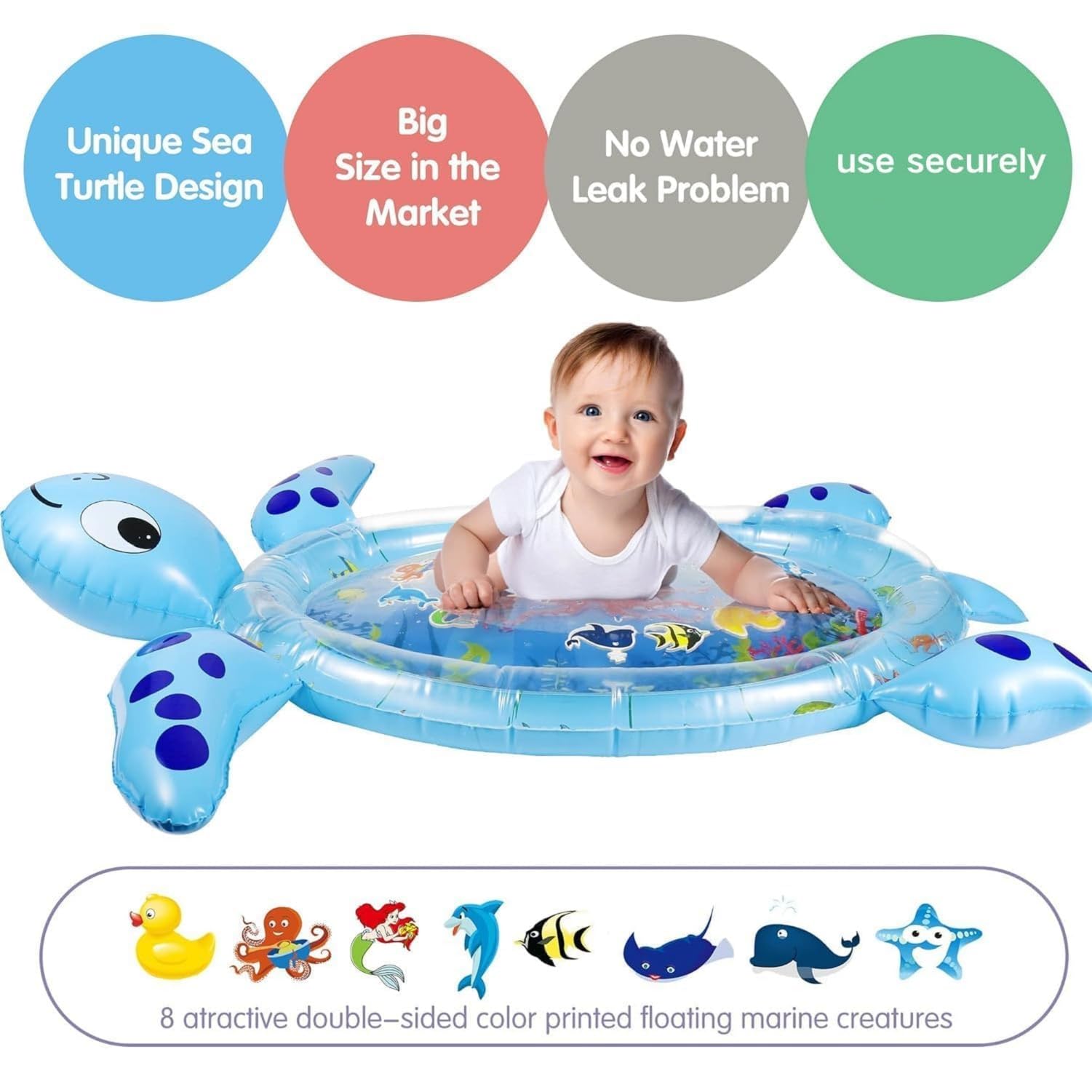 Famous Quality Kids Water Play Mat Toys Inflatable Tummy Time Water Play Mat and Toddlers Perfect Fun Activity Inflatable Mat, Outdoor Water Play Mat for Baby - Pack of 1 1