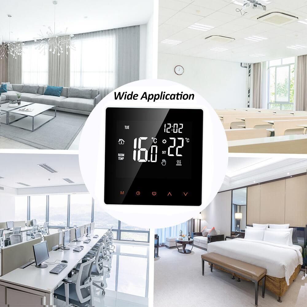 WiFi inteligentny termostat grzewczy, ekran dotykowy, wyświetlacz LCD, tygodniowa programowalna aplikacja, pilot zdalnego sterowania, zapobiegający zamarzaniu, precyzyjny regulator temperatury, do