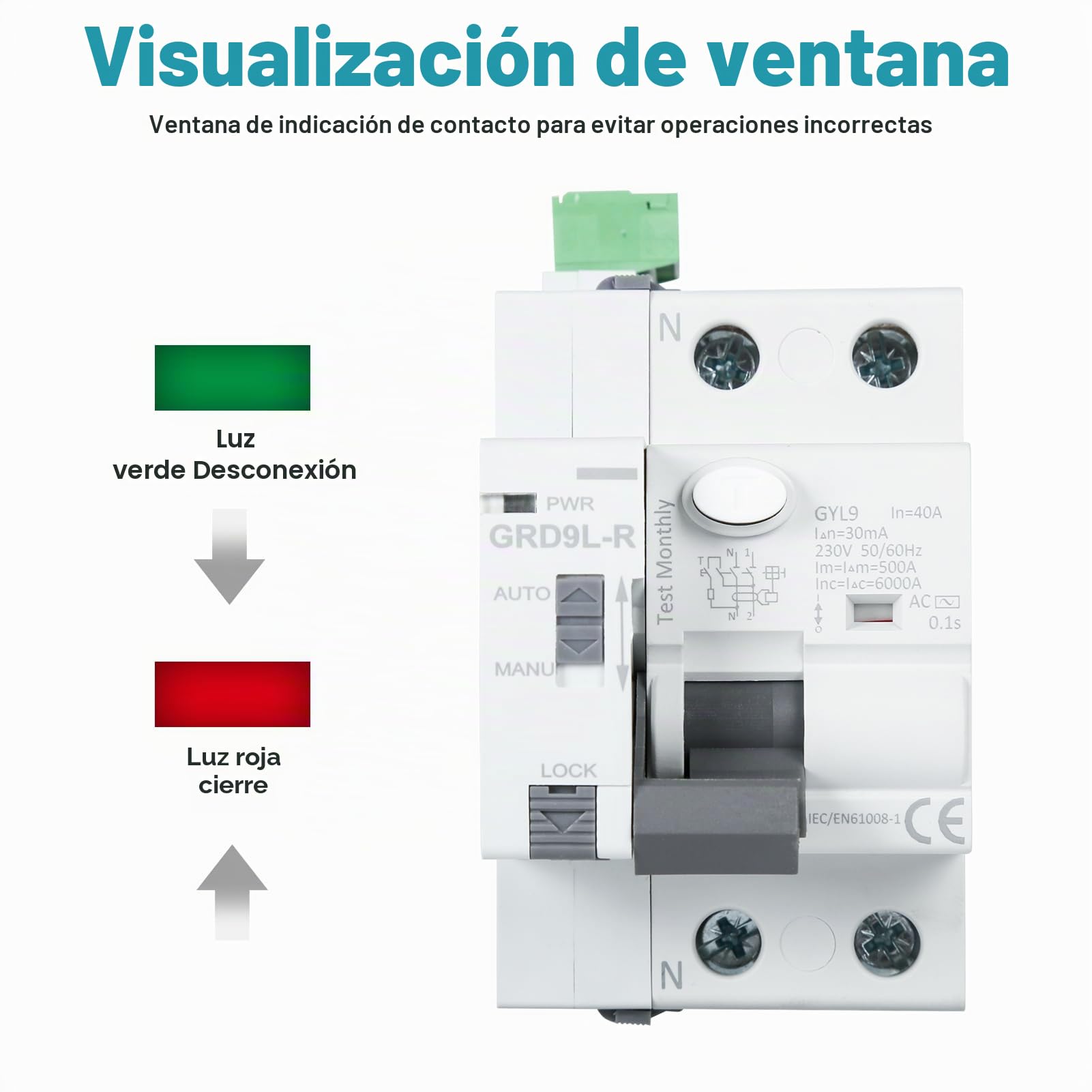 Diferencial auto rearmable 40A 30MA diferencial superinmunizado rearmable interruptor 2P AC220V reconexión automática RCCB inteligente protección diferencial DEWD9L-R