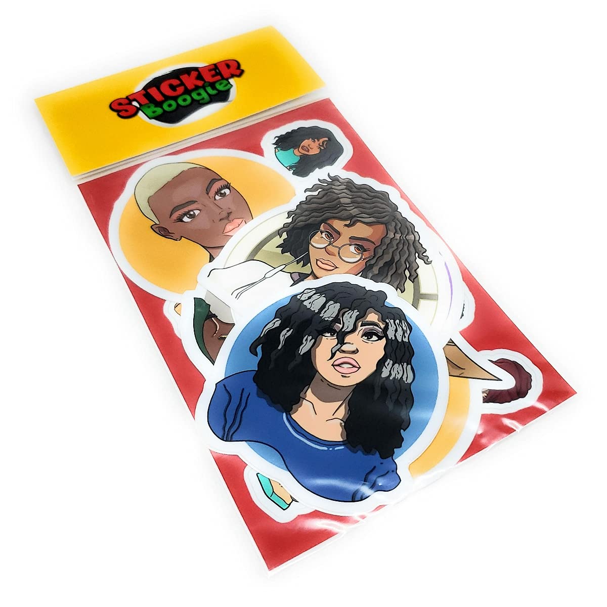 Stickers en vinyle semi-brillant collection cheveux naturels noirs pour objets personnels
