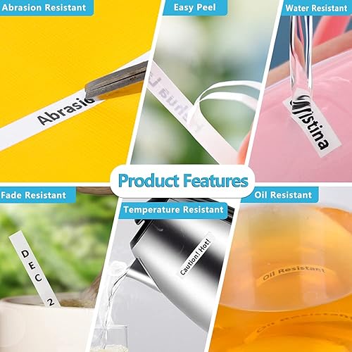 Miniatura 4 de Hehua Paquete de 6 cintas Tze Tz de 0.354 in 0.35 laminadas blancas compatibles con Brother TZe-221 TZe221 P Touch Label Maker Tape para Ptouch