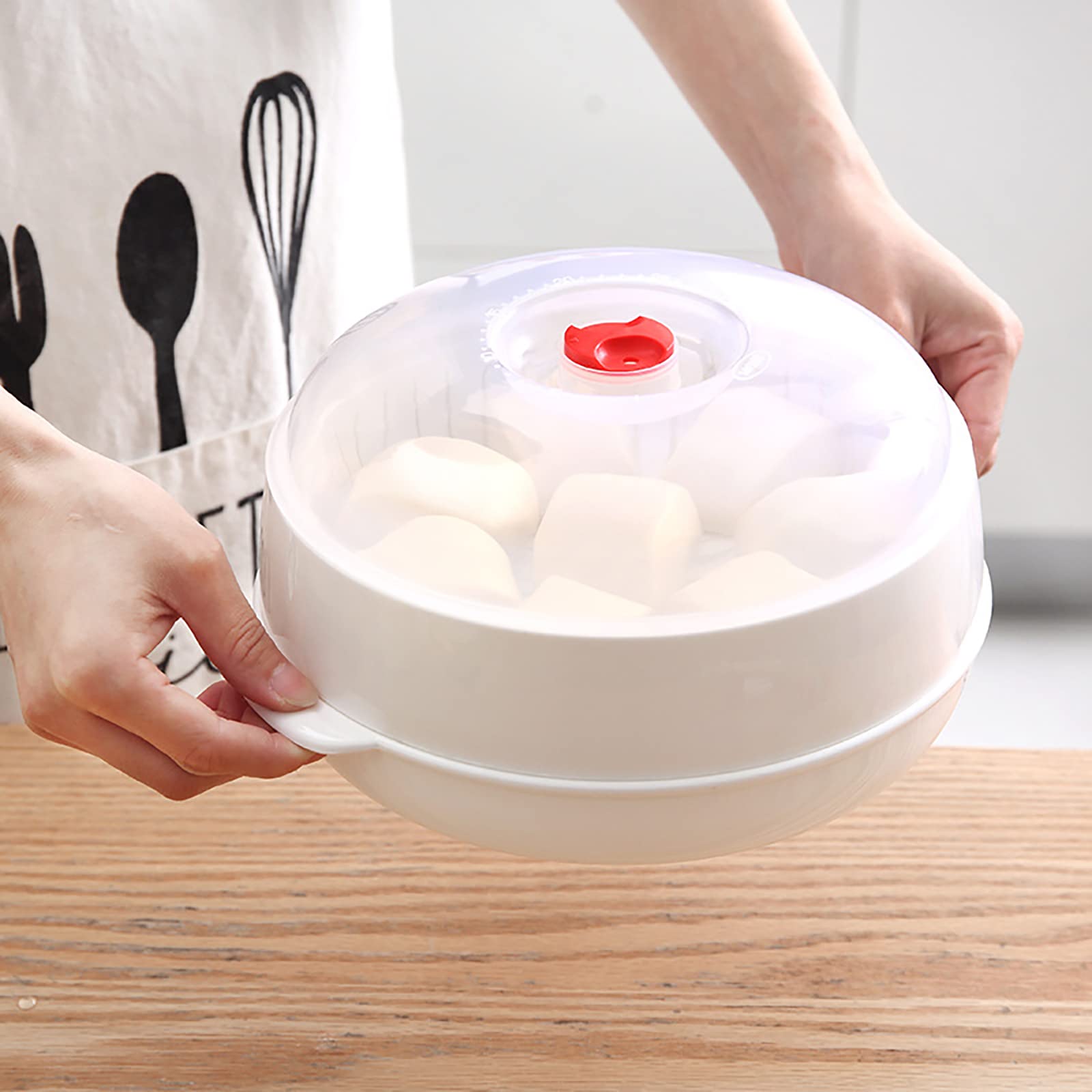Vaporizador de verduras para microondas, vaporizador de microondas para verduras, tazón de calefacción para microondas, micro utensilios de cocina para cocinar (1 capa) 6