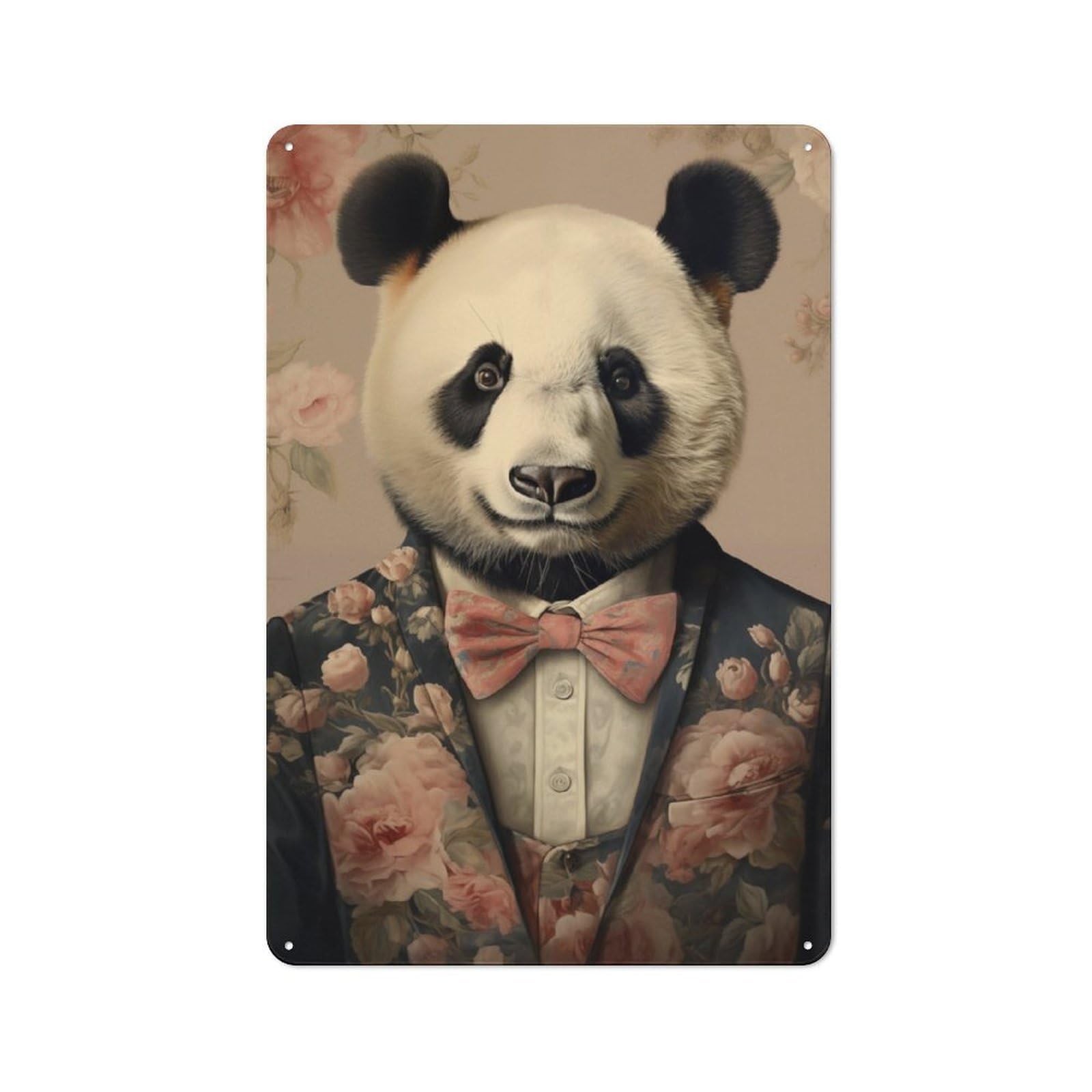 Junmoney Panda Funny Animal Vintage Tin Sign 30X20cm With For Man Cave Or Games Room, For Games Room Collectors