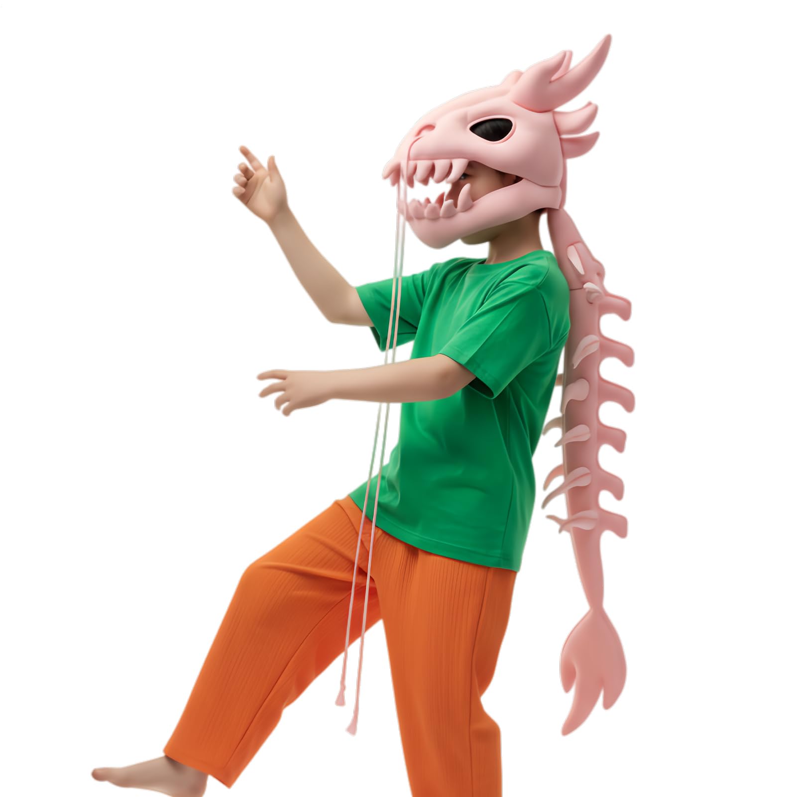 Kostium pluszowego szkieletu dinozaura | Akcesoria do głowy czaszki 3D i kostium kręgosłupa - realistyczny i przenośny strój dinozaura dla dorosłych | Przebranie na imprezę Cospl dla dorosłych i dla