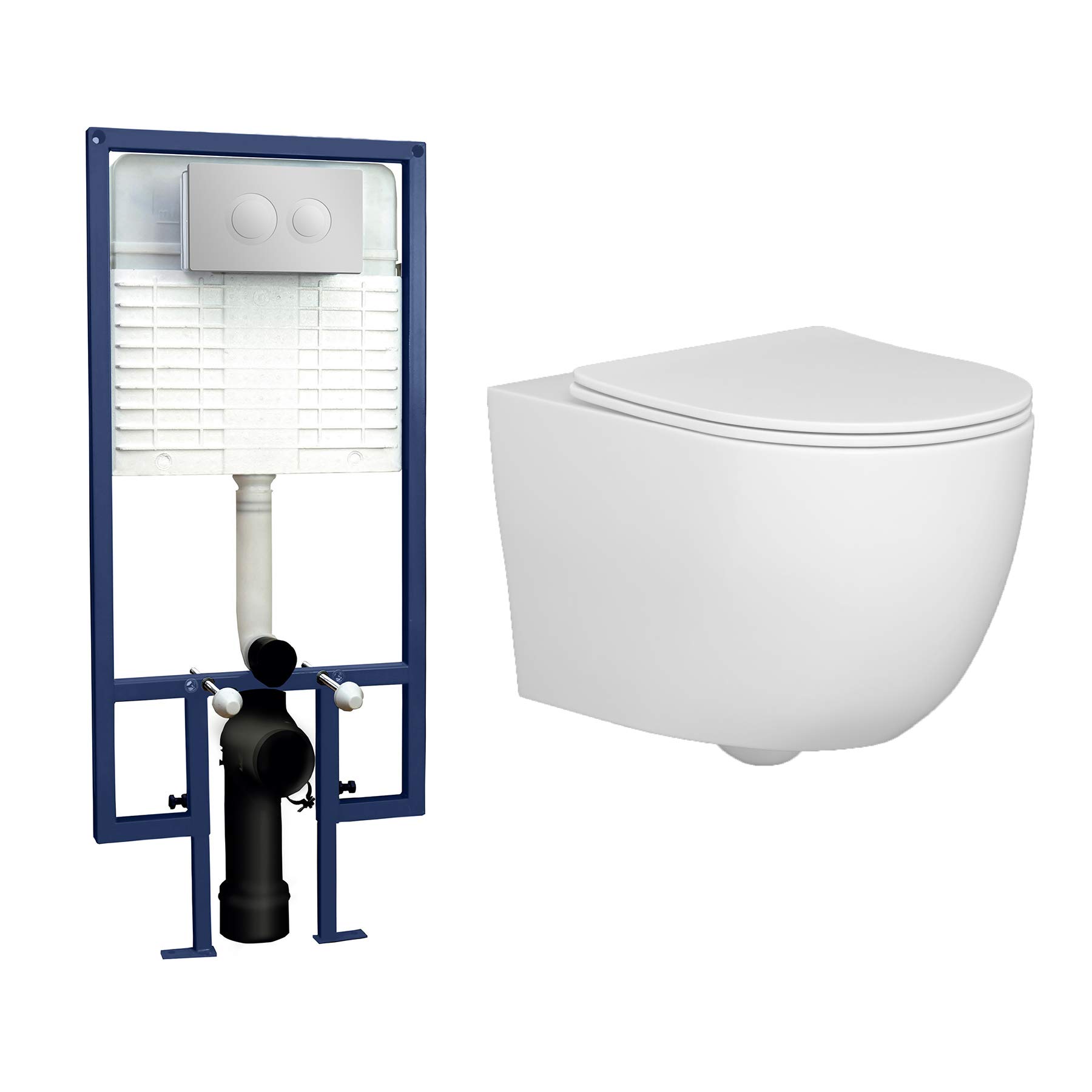 Buy Abacus Wall Hung Rimless Toilet with Slim Soft Close Seat & Wall