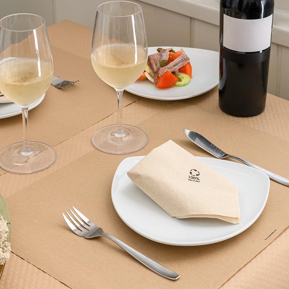 García de Pou 1600 Unités - Serviettes Ecolabel 2 Plis 18 g/m2, 39 x 39 cm Naturel ouate Recyclée