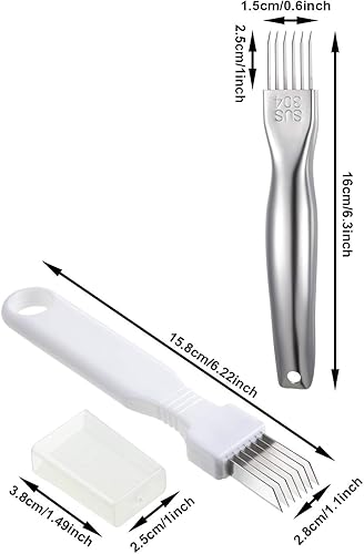 Miniatura 2 de Mudder Juego de cuchillos de seda triturados de 5 piezas, cortador de cebolleta de acero inoxidable, ajo y cebolla verde manual para cocina