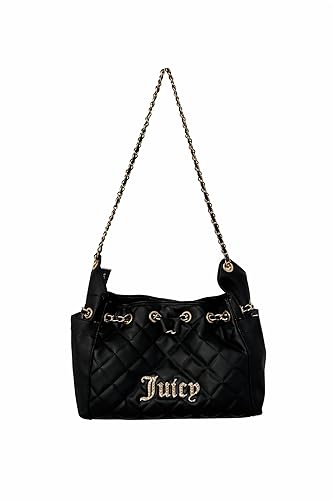 Women’s Quilted Chain Strap Shoulder Bag with Rhinestone Logo &