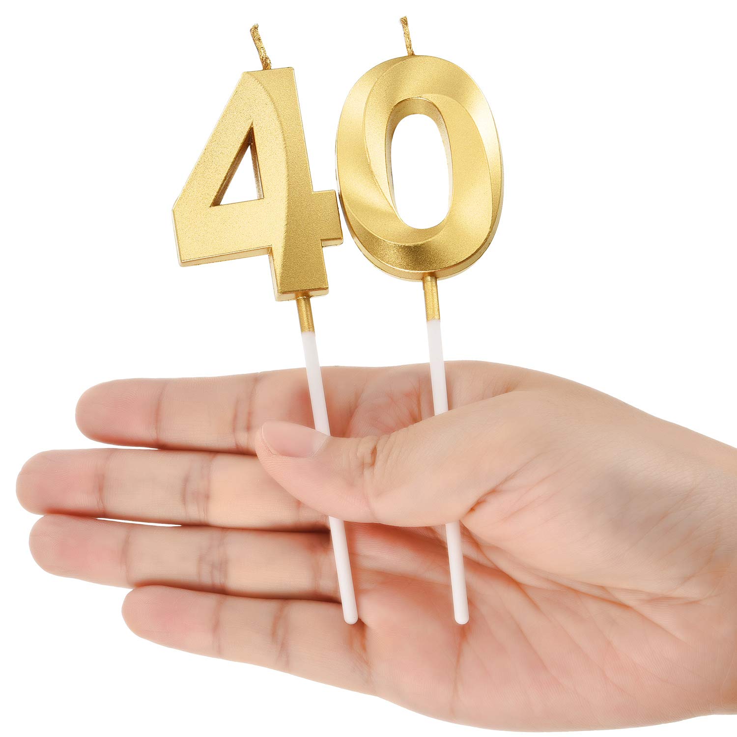 Candele Per Torta 40° Compleanno Oro – Numeri 3D In Cera, 11,9 Cm, Per Compleanno, Anniversario, Matrimonio - 5