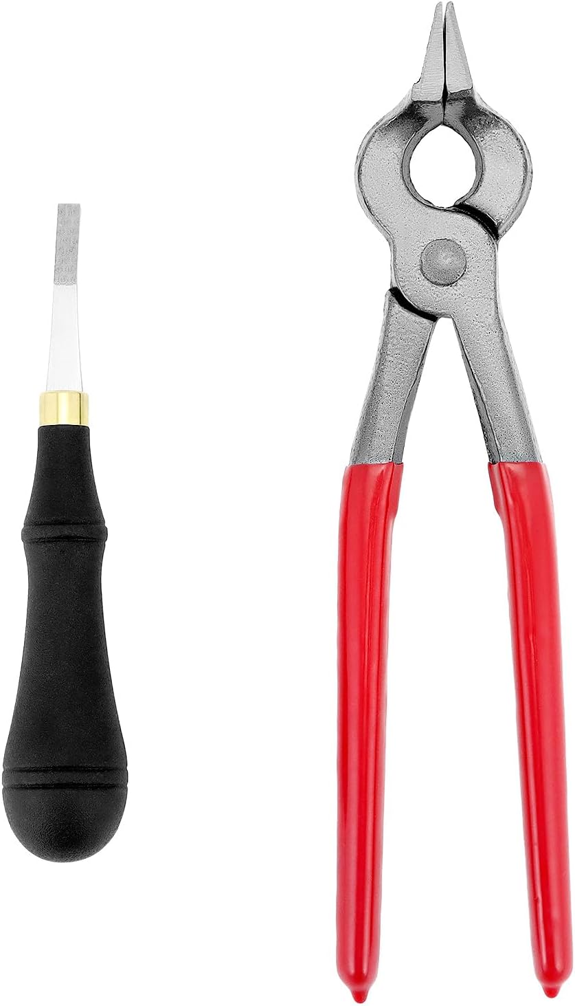 QWORK Flat Pliers-Leather Press Pliers and Pro Detail Rougher, Roughing Leather Craft Surface Tool