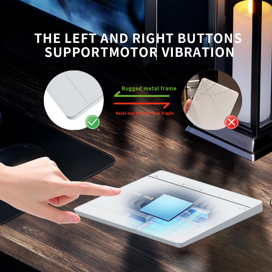 Trackpad inalámbrico JOMAA 2.4G y Bluetooth para Windows, mouse táctil plateado recargable 7