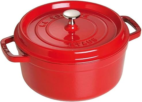 Staub 1102285 Casserole Dish Round with Lid 22 cm 2.6 L Matt Black Enamel Inside Pot 26 cm