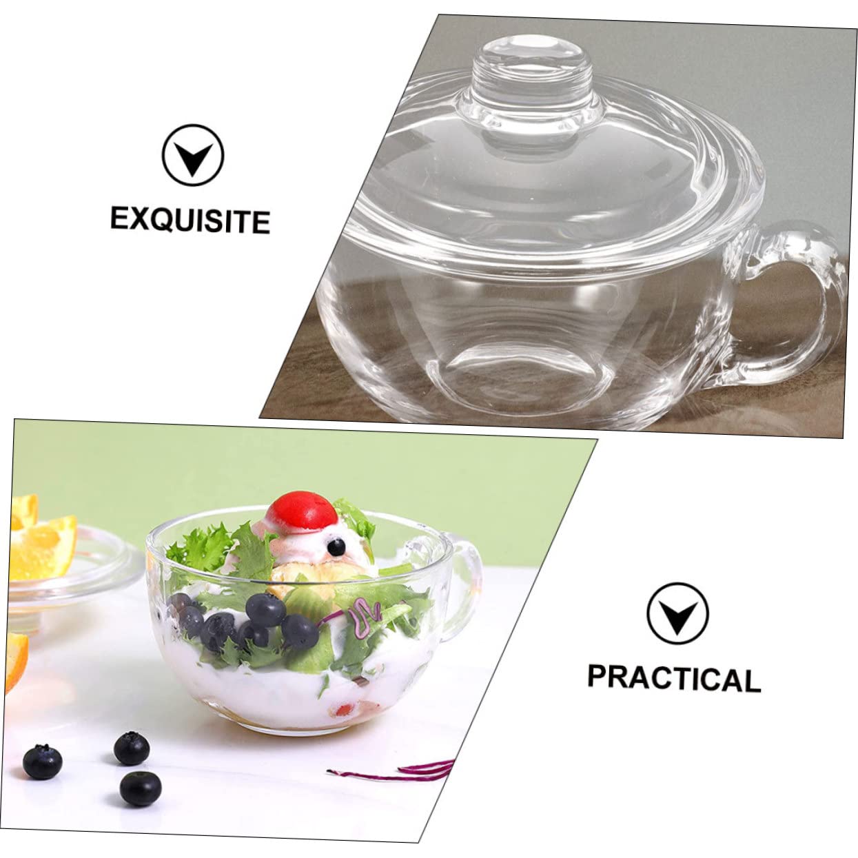 COLLBATH Tazón de Leche de Vidrio Tazón de Avena de Cocina para Desayuno Transparente para Usar la Cocina para Cereales Sopa y Fideos