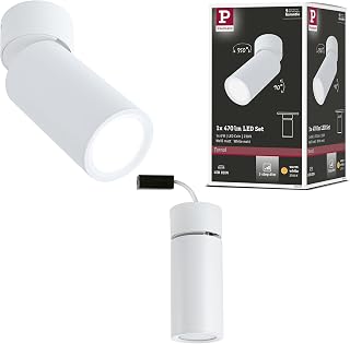 Paulmann 93087 LED Deckenleuchte Aufbauleuchte Turnal 470lm 3-Step-Dim schwenkbar rund incl. 1x6 Watt dimmbar Deckenlampe Weiß matt Metall 2700 K Coin