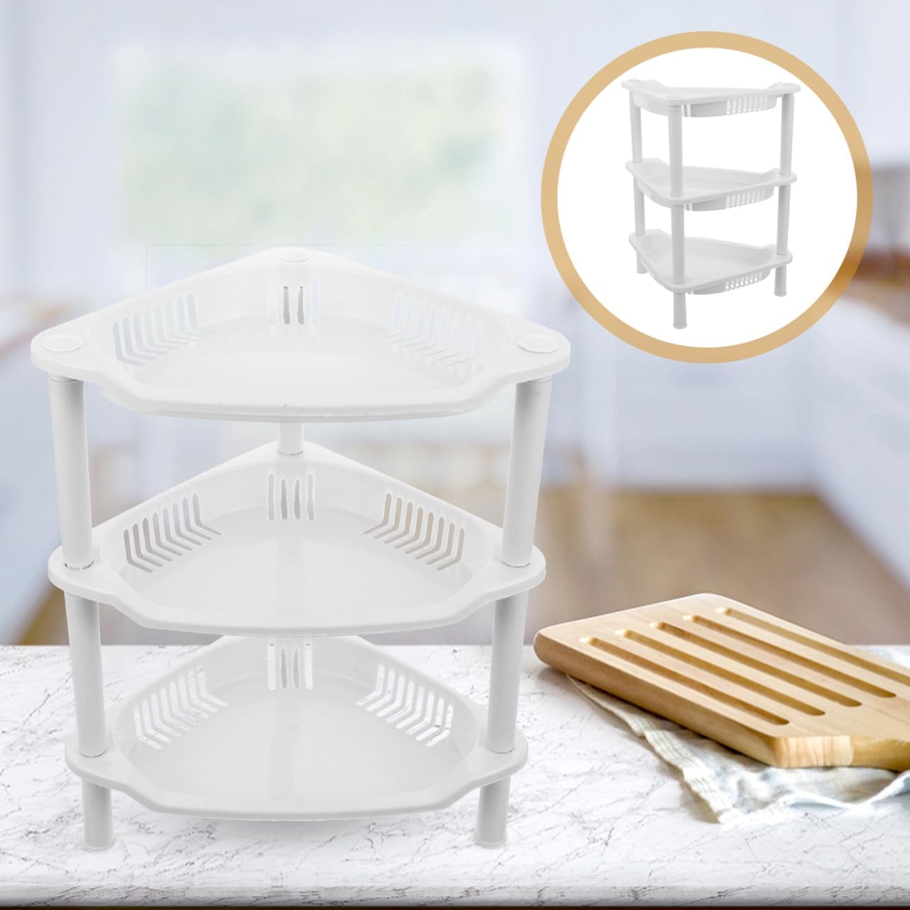 MAGICLULU Storage Shelves Plastic Baskets for Kitchen Home Bathroom Corner Desk Organizer