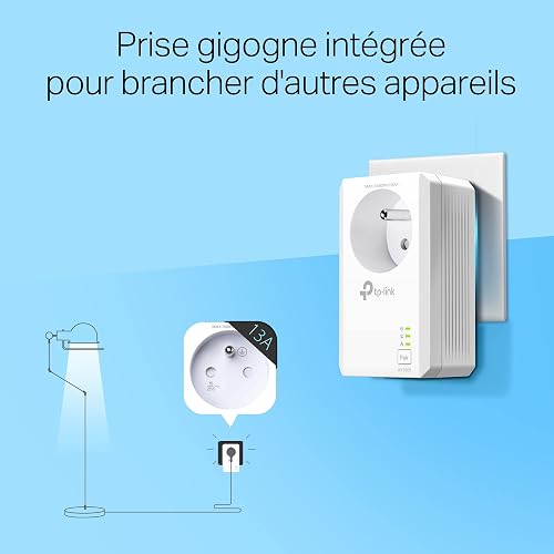 TP-Link CPL 1000 Mbps, 1 Port Gigabit et Prise Intégrée, Pack de 2 CPL - idéal pour Profiter du Service Multi-TV à la Maison, Compatible toutes avec toutes les Box, TL-PA7017P KIT(FR) - 4
