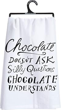 Primitives by Kathy 25253 LOL Made You Smile Dish Towel, 28" Square, Chocolate Doesnt Ask