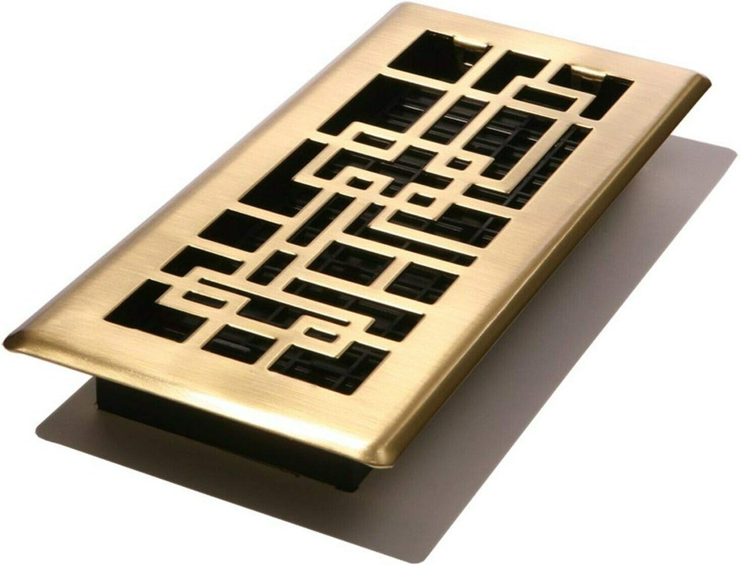 Decor Grates ABH410-SB Abstract Floor Register, Satin Brass Finish, 4-Inch by 10-Inch