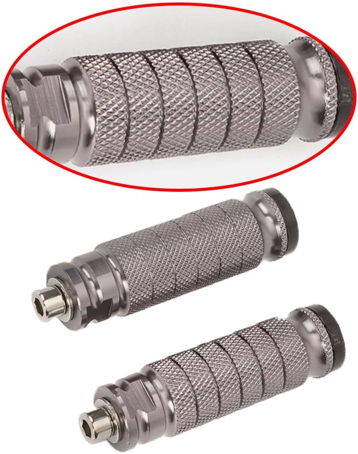 MACHSWON Motorcycle Peg, 1 Pair 3.77 * 1.02 Inch Motorcycle Brake Pedal Pad Footrests Pedals Mounts Replacement, Compatible with Motorcycle with 8mm Mounting Hole Pegs (Titanium)