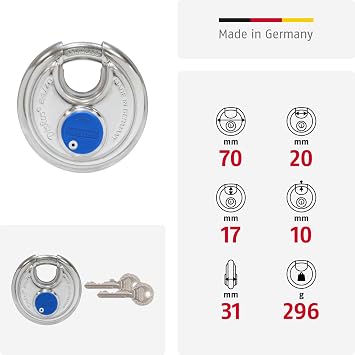 ABUS Diskus Padlock 24IB/70 Stainless Steel - Security Level 8, 70 mm