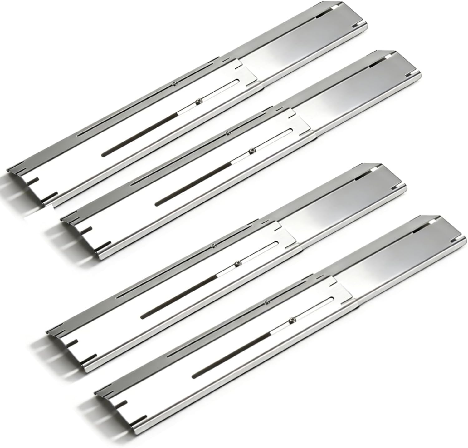 Universal Adjustable Grill Gurner Covers, Flavorizer Bar, Heat Tent, Heat Plate Shields, Flame Tamer for Gas Grill Replacement Parts, Extends 11.75" up to 21" L（4 Pcs