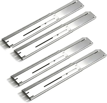 Universal Adjustable Grill Gurner Covers, Flavorizer Bar, Heat Tent, Heat Plate Shields, Flame Tamer for Gas Grill Replacement Parts, Extends 11.75" up to 21" L4 Pcs