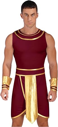 Mens Ancient Roman Emperor Costume Greek Toga Sleeveless Halloween Fancy Dress Up Party Robe