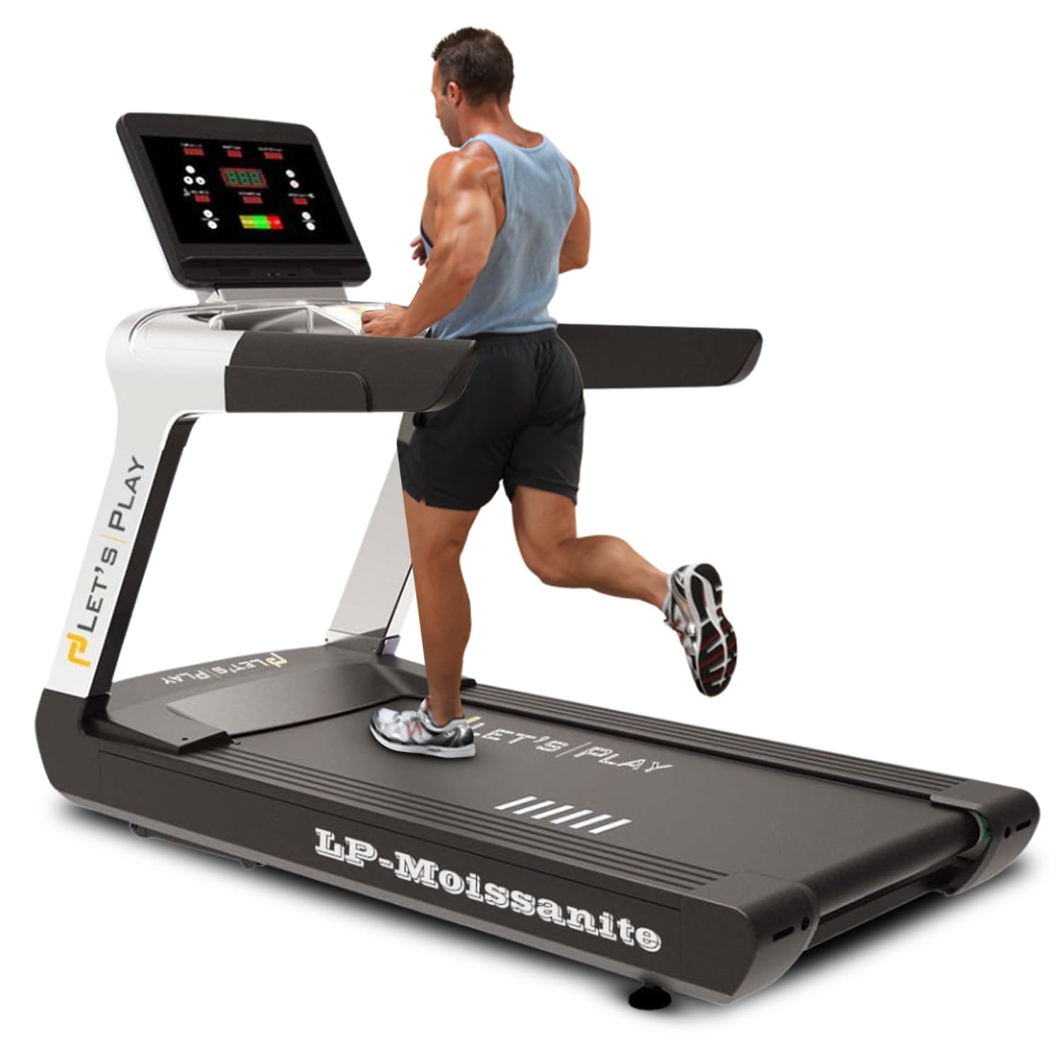 Let's Play LP-MOISSANITE Commercial Treadmill for Gym and Home use | 20 Level Auto Incline Running Machine | Top Speed 20km/hr | Max User Weight 220kg for Cardio and Weight Loss.
