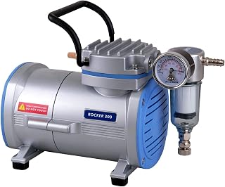 Sterlitech Rocker 300 Oilless Vacuum Pump: 99 mbar, 23 LPM, 110V Maintenance-Free Piston Pump with Overflow & Overheat Protection