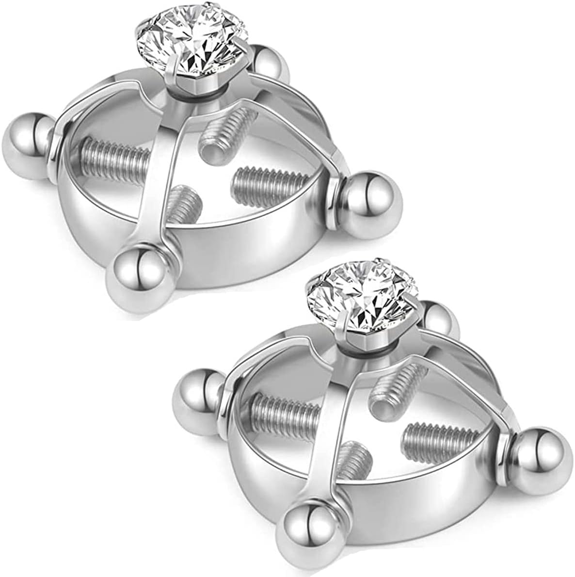 2pcs Fake Nipple Rings For Women，Surgical Steel Nipple Rings Cubic Zirconia Body Jewelry Shield Barbell Ring Bar Body Jewelry For Women