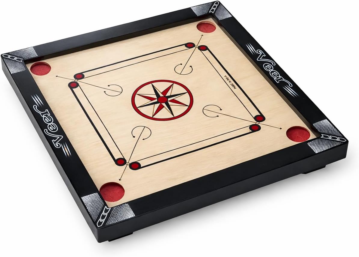Premium Matte Finish Carrom Board, 20 Inch, with Striker, Coins & Powder, Waterproof Playing Surface, Indoor Family Game for Kids & Adults