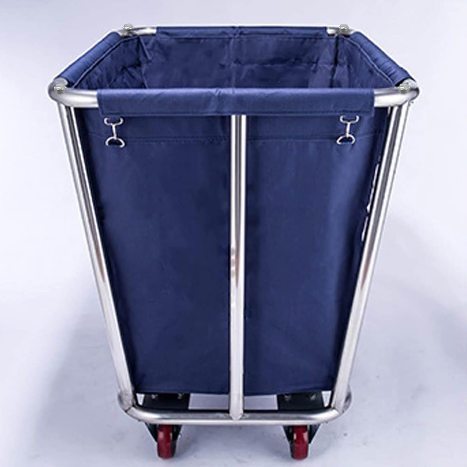 Carrito de Lavandería con Ruedas, Cesta Industrial de 400L, Estructura de Acero Inoxidable, 10 Tubos, para Lavandería de Hotel(Brown)