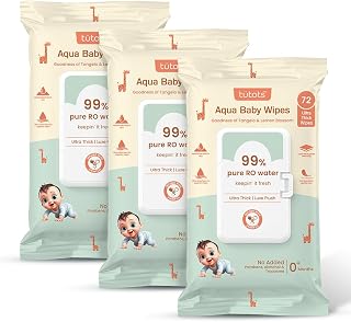 tütots Ultra Thick Aqua Baby Wipes - 99% RO Water Infused with Lemon Blossom & Tangelo - Ideal Wipes for New Born Baby - W... Price In India
