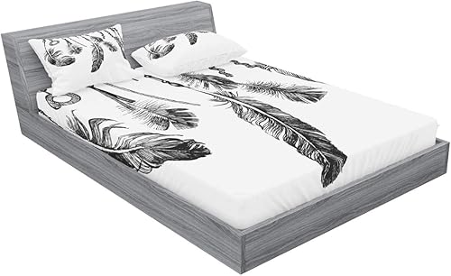 Miniatura 51 de Ambesonne Juego de sábanas bajeras y fundas de almohada occidentales, sombrero de vaquero con temática del salvaje oeste y cuerda de ganadería vieja