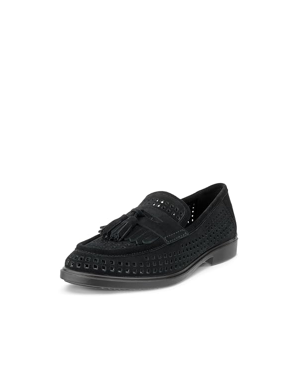 ECCO Women's Dress Classic 15 Perforated Tassel Loafer, Black Suede, 9-9.5 by ECCO - Used condition - US$51.98
