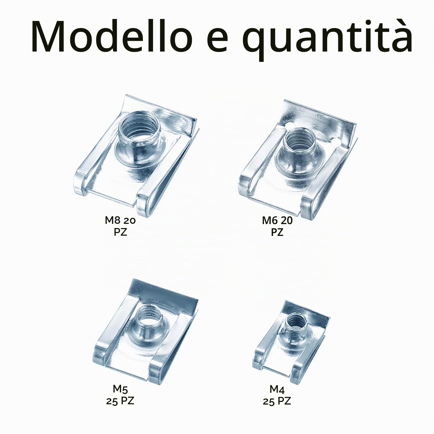 90 Pz U Clip Fissaggio Auto, Dadi a Clip a U e Bulloni Viti Autofilettanti per Parafanghi, Vite per Autoveicoli, Kit di Clip per Dadi in Lamiera di Metallo per Carrozzeria Pannelli Auto Carene