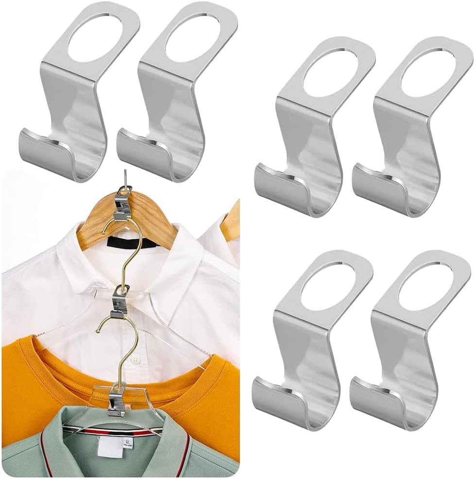 56 Pcs Metal Clothes Hanger Connector Hooks,Stainless Steel Super Sturdy Hanger Extender Hooks, Efficient Closet Space Saver, Easy to Use, Suitable for Heavy Clothing, Fits All Types of Hangers, Silve