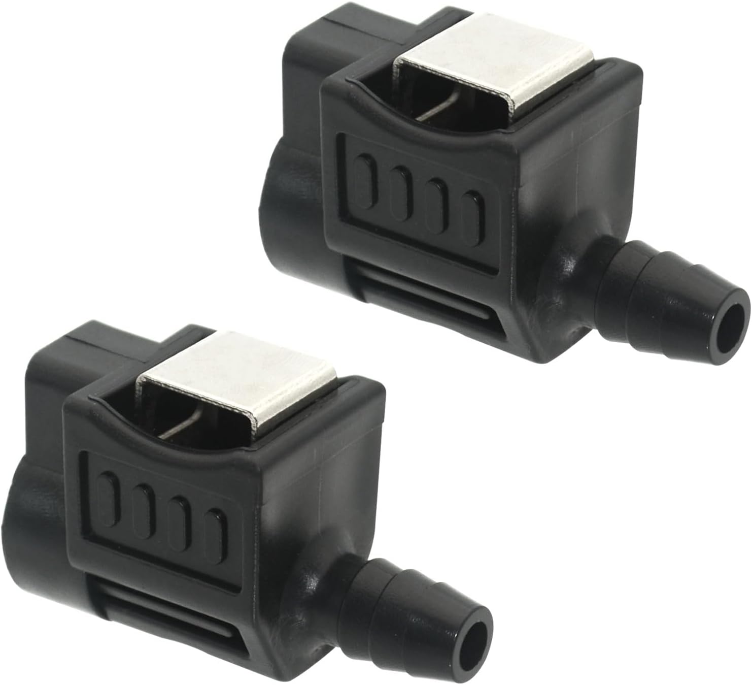 2Pcs 20441 Deluxe Fuel Connector for Specific Models, Female Hose Fitting 3/8 Inch Barb, Black