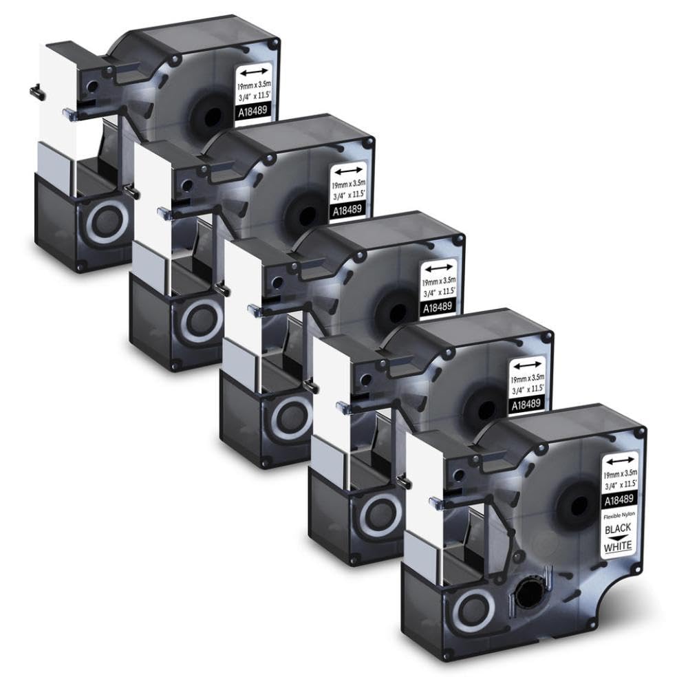 Etichette in Nylon Flessibile Cruxer 5PK 19mm X 3.5m Compatibili Con 5000