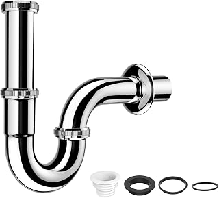 Siphon Waschbecken G 1 1/4" Edelstahl, Universal Röhrensiphon Ablaufgarnitur für Waschbecken & Waschtisch, Abflussrohr mit Geruchsverschluss, inkl. Gummimanschette, Einfache Montage
