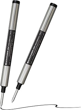 Monteverde Rollerball Refills to Fit Montblanc Rollerball LeGrand, Medium Point, Black Ink, 2-Pack Blister, Premium Writing Performance